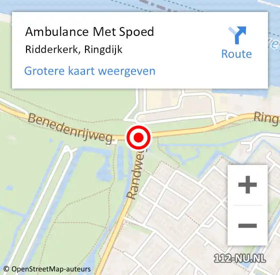 Locatie op kaart van de 112 melding: Ambulance Met Spoed Naar Ridderkerk, Ringdijk op 24 juni 2019 19:58