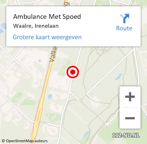 Locatie op kaart van de 112 melding: Ambulance Met Spoed Naar Waalre, Irenelaan op 24 juni 2019 20:00