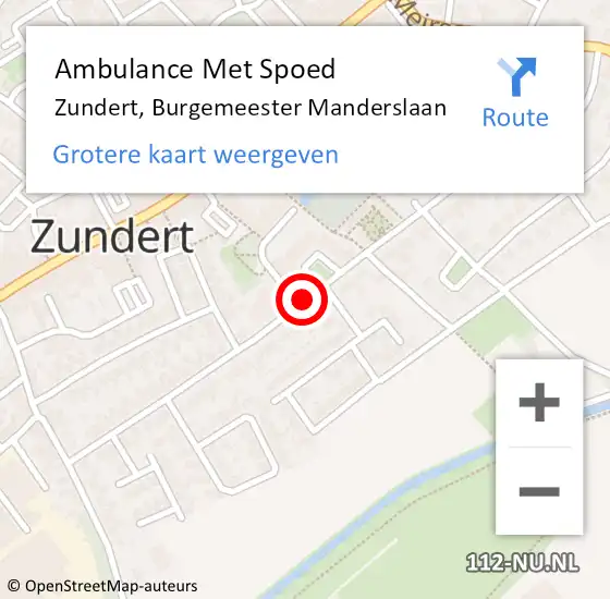 Locatie op kaart van de 112 melding: Ambulance Met Spoed Naar Zundert, Burgemeester Manderslaan op 24 juni 2019 20:26