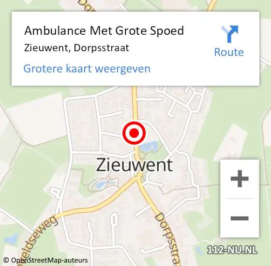 Locatie op kaart van de 112 melding: Ambulance Met Grote Spoed Naar Zieuwent, Dorpsstraat op 24 juni 2019 21:27