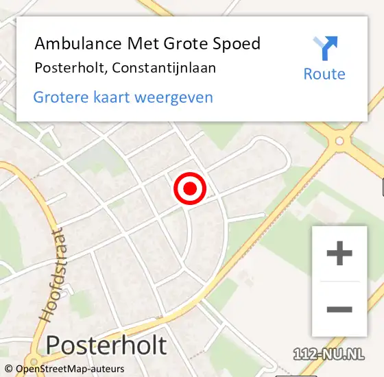 Locatie op kaart van de 112 melding: Ambulance Met Grote Spoed Naar Posterholt, Constantijnlaan op 24 juni 2019 21:52