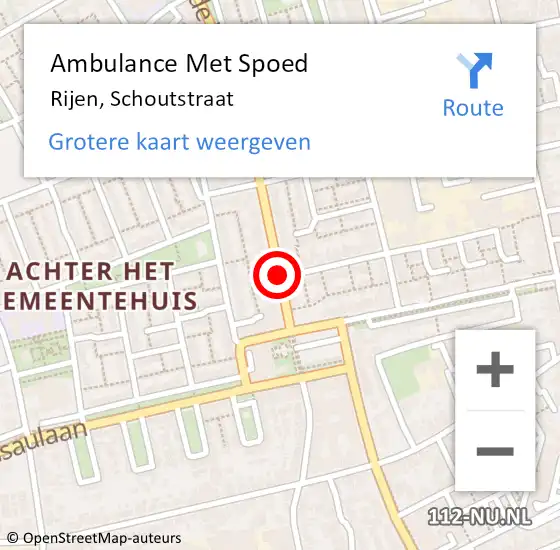 Locatie op kaart van de 112 melding: Ambulance Met Spoed Naar Rijen, Schoutstraat op 24 juni 2019 22:41