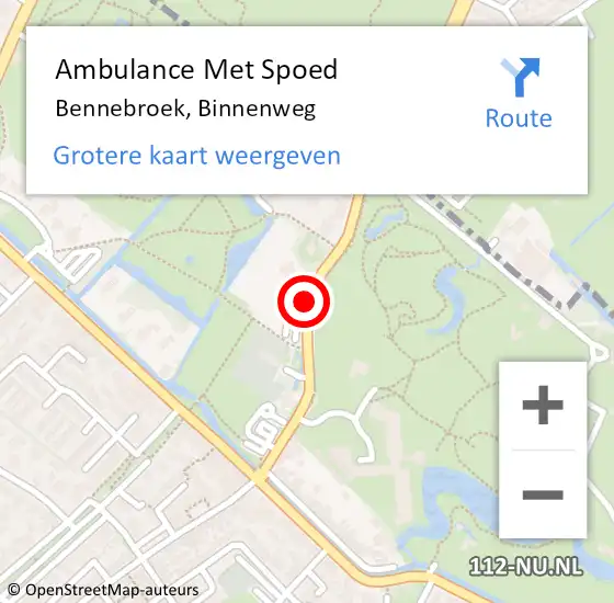Locatie op kaart van de 112 melding: Ambulance Met Spoed Naar Bennebroek, Binnenweg op 24 juni 2019 23:44