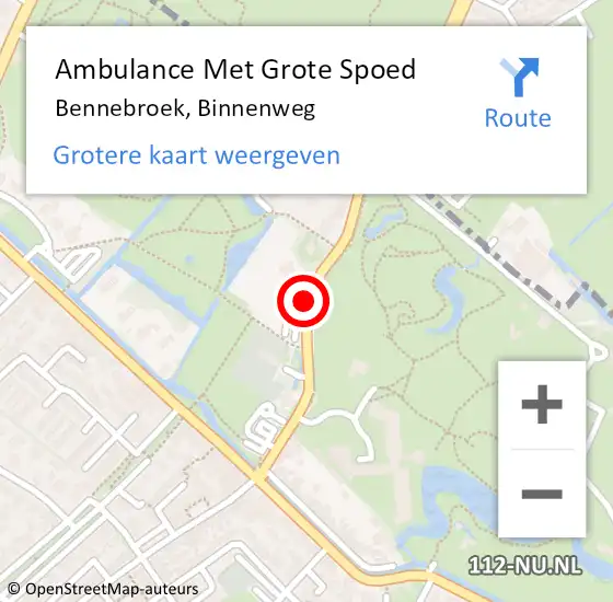 Locatie op kaart van de 112 melding: Ambulance Met Grote Spoed Naar Bennebroek, Binnenweg op 24 juni 2019 23:46