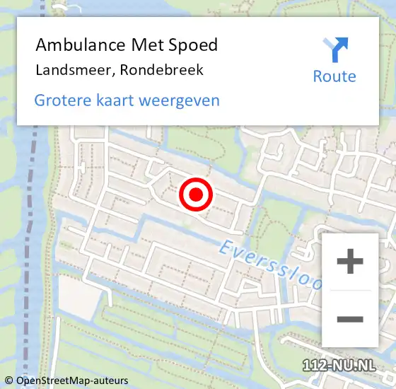 Locatie op kaart van de 112 melding: Ambulance Met Spoed Naar Landsmeer, Rondebreek op 25 juni 2019 01:41