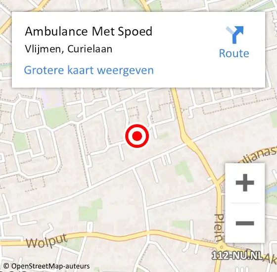 Locatie op kaart van de 112 melding: Ambulance Met Spoed Naar Vlijmen, Curielaan op 25 juni 2019 03:23