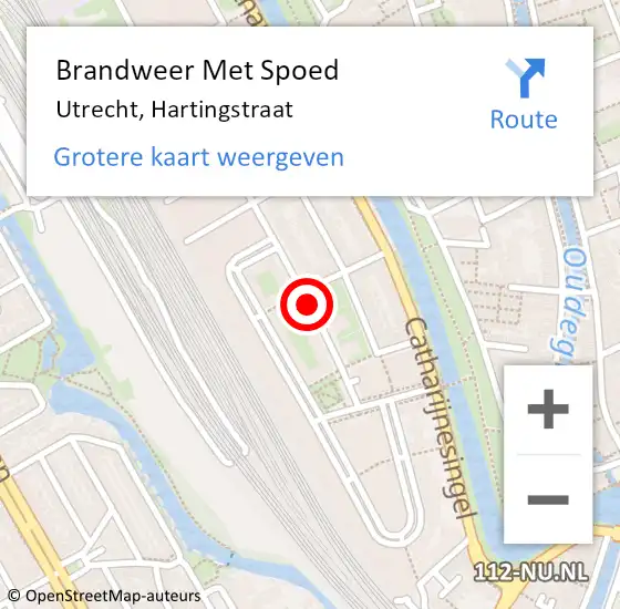 Locatie op kaart van de 112 melding: Brandweer Met Spoed Naar Utrecht, Hartingstraat op 25 juni 2019 04:08