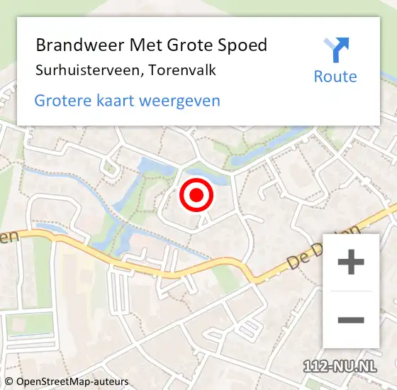 Locatie op kaart van de 112 melding: Brandweer Met Grote Spoed Naar Surhuisterveen, Torenvalk op 25 juni 2019 04:13