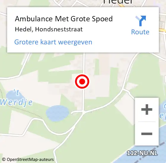 Locatie op kaart van de 112 melding: Ambulance Met Grote Spoed Naar Hedel, Hondsneststraat op 25 juni 2019 05:28