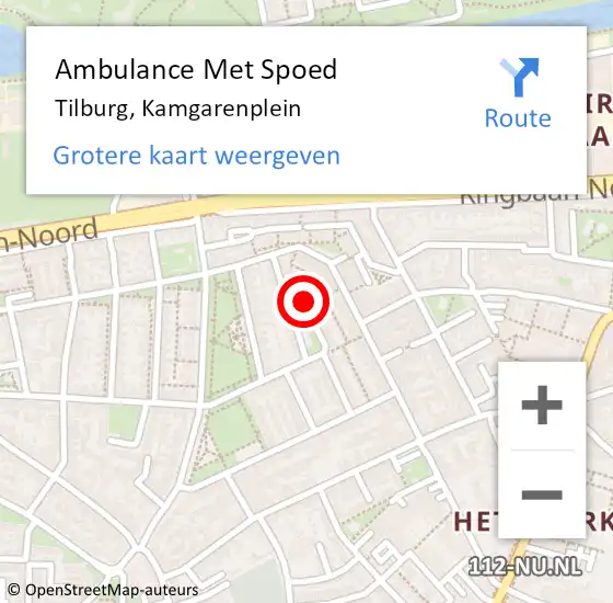 Locatie op kaart van de 112 melding: Ambulance Met Spoed Naar Tilburg, Kamgarenplein op 25 juni 2019 05:28