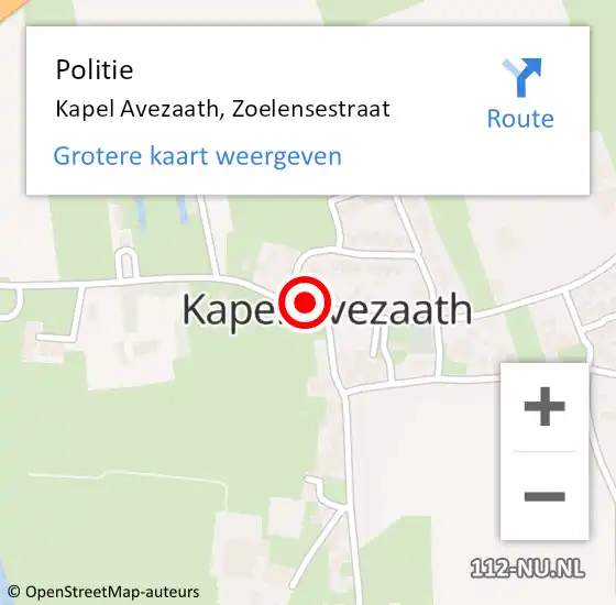 Locatie op kaart van de 112 melding: Politie Kapel Avezaath, Zoelensestraat op 25 juni 2019 07:00