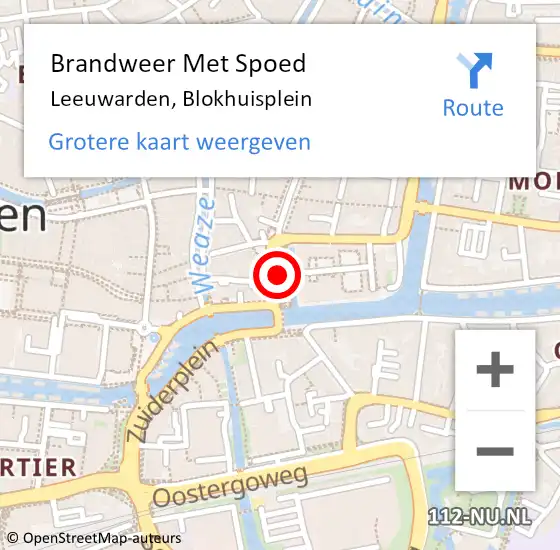 Locatie op kaart van de 112 melding: Brandweer Met Spoed Naar Leeuwarden, Blokhuisplein op 25 juni 2019 07:28