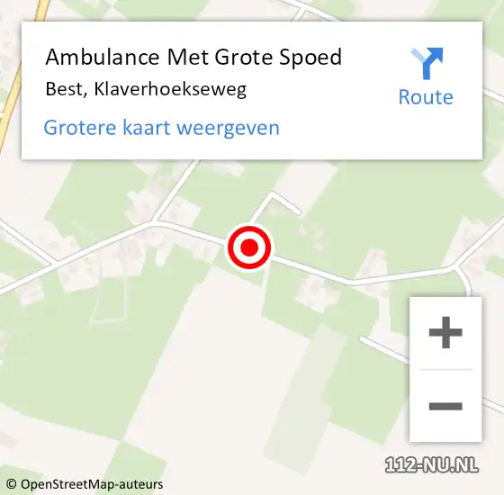 Locatie op kaart van de 112 melding: Ambulance Met Grote Spoed Naar Best, Klaverhoekseweg op 25 juni 2019 07:33