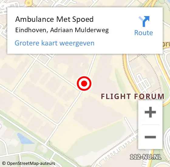 Locatie op kaart van de 112 melding: Ambulance Met Spoed Naar Eindhoven, Adriaan Mulderweg op 25 juni 2019 08:34