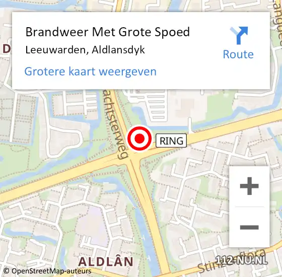 Locatie op kaart van de 112 melding: Brandweer Met Grote Spoed Naar Leeuwarden, Aldlansdyk op 25 juni 2019 08:52