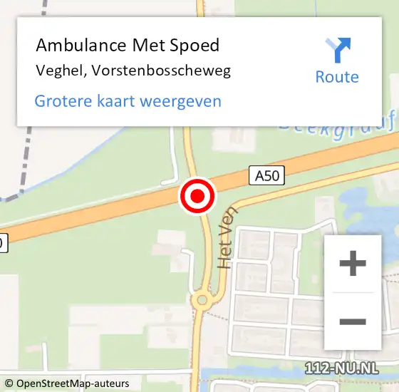 Locatie op kaart van de 112 melding: Ambulance Met Spoed Naar Veghel, Vorstenbosscheweg op 25 juni 2019 09:26