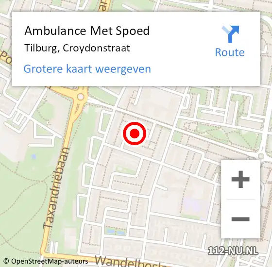 Locatie op kaart van de 112 melding: Ambulance Met Spoed Naar Tilburg, Croydonstraat op 25 juni 2019 09:28