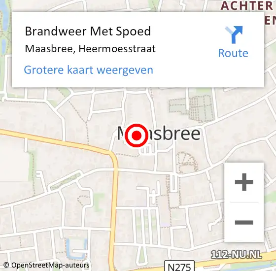 Locatie op kaart van de 112 melding: Brandweer Met Spoed Naar Maasbree, Heermoesstraat op 25 juni 2019 10:11