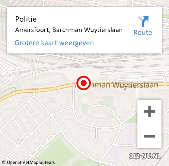 Locatie op kaart van de 112 melding: Politie Amersfoort, Barchman Wuytierslaan op 25 juni 2019 10:19