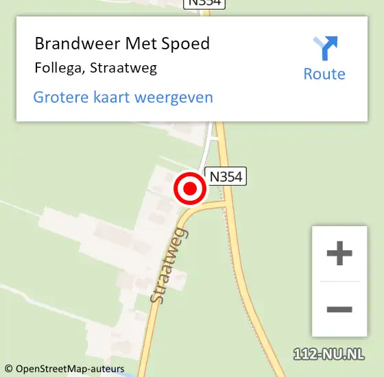 Locatie op kaart van de 112 melding: Brandweer Met Spoed Naar Follega, Straatweg op 25 juni 2019 10:53