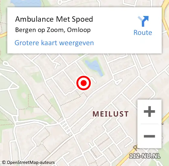 Locatie op kaart van de 112 melding: Ambulance Met Spoed Naar Bergen op Zoom, Omloop op 25 juni 2019 11:42