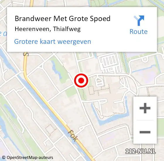 Locatie op kaart van de 112 melding: Brandweer Met Grote Spoed Naar Heerenveen, Thialfweg op 25 juni 2019 11:47