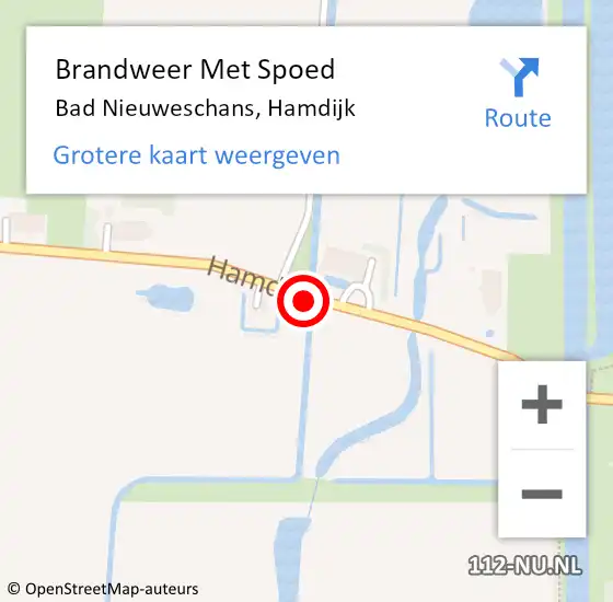 Locatie op kaart van de 112 melding: Brandweer Met Spoed Naar Bad Nieuweschans, Hamdijk op 25 juni 2019 11:56