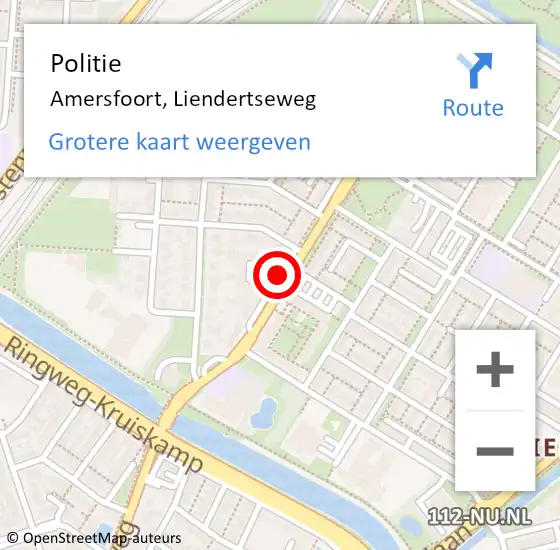 Locatie op kaart van de 112 melding: Politie Amersfoort, Liendertseweg op 25 juni 2019 11:57