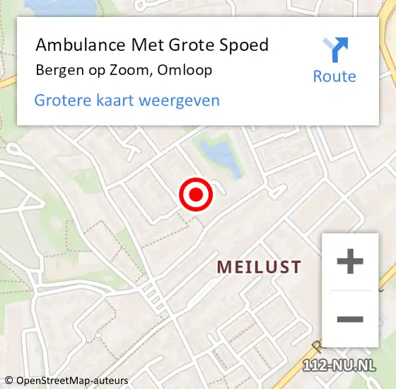 Locatie op kaart van de 112 melding: Ambulance Met Grote Spoed Naar Bergen op Zoom, Omloop op 25 juni 2019 12:01