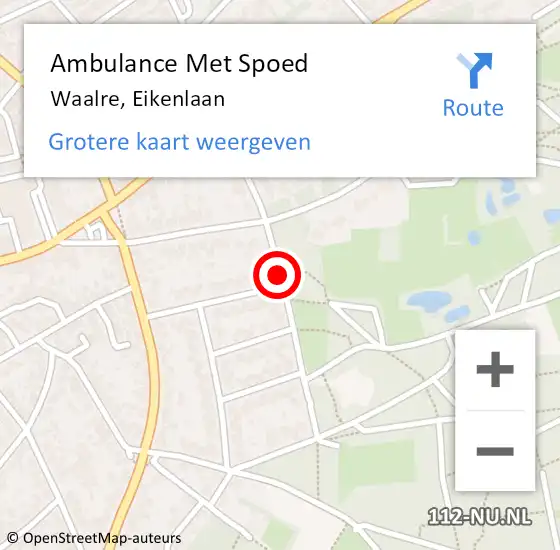 Locatie op kaart van de 112 melding: Ambulance Met Spoed Naar Waalre, Eikenlaan op 25 juni 2019 12:22