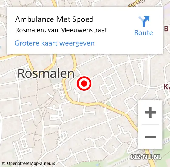 Locatie op kaart van de 112 melding: Ambulance Met Spoed Naar Rosmalen, van Meeuwenstraat op 25 juni 2019 12:24