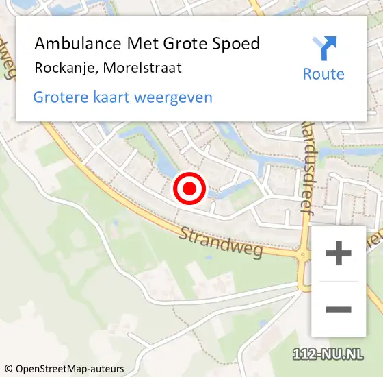 Locatie op kaart van de 112 melding: Ambulance Met Grote Spoed Naar Rockanje, Morelstraat op 25 juni 2019 12:58