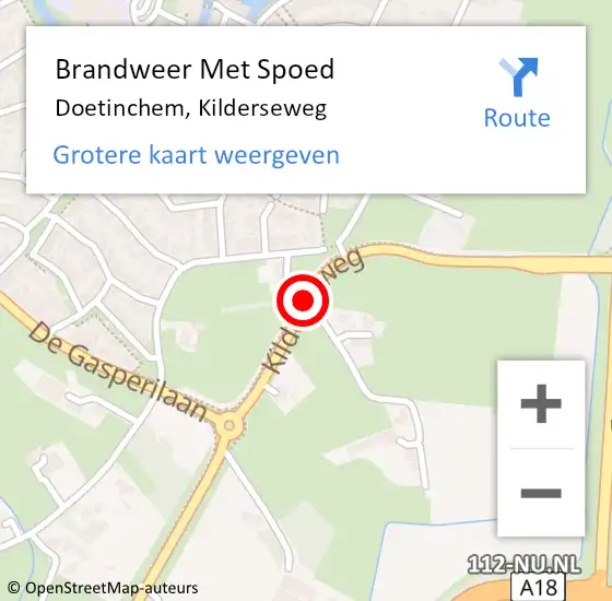 Locatie op kaart van de 112 melding: Brandweer Met Spoed Naar Doetinchem, Kilderseweg op 25 juni 2019 13:41