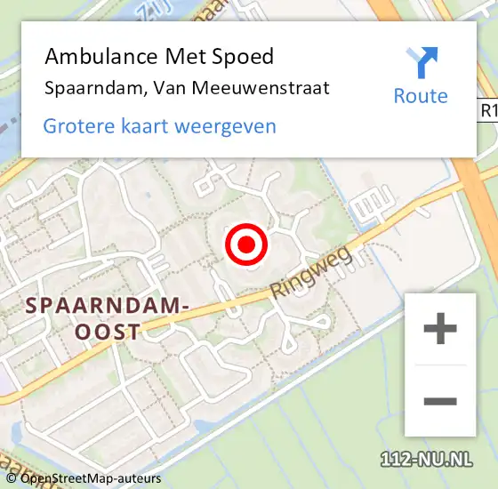 Locatie op kaart van de 112 melding: Ambulance Met Spoed Naar Spaarndam, Van Meeuwenstraat op 25 juni 2019 13:55