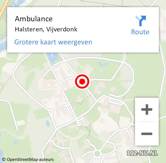 Locatie op kaart van de 112 melding: Ambulance Halsteren, Vijverdonk op 25 juni 2019 13:58