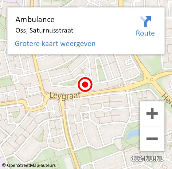 Locatie op kaart van de 112 melding: Ambulance Oss, Saturnusstraat op 25 juni 2019 14:16
