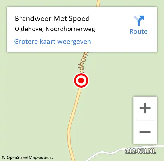 Locatie op kaart van de 112 melding: Brandweer Met Spoed Naar Oldehove, Noordhornerweg op 25 juni 2019 14:17