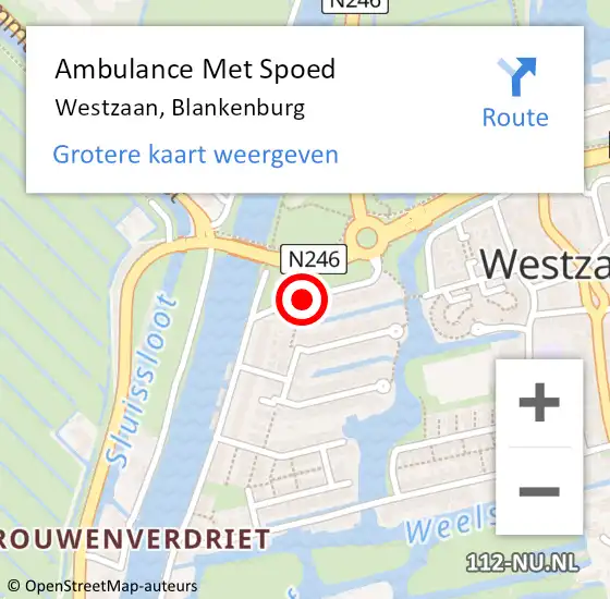 Locatie op kaart van de 112 melding: Ambulance Met Spoed Naar Westzaan, Blankenburg op 25 juni 2019 14:43