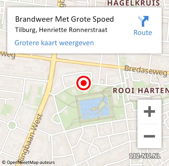 Locatie op kaart van de 112 melding: Brandweer Met Grote Spoed Naar Tilburg, Henriette Ronnerstraat op 25 juni 2019 14:55