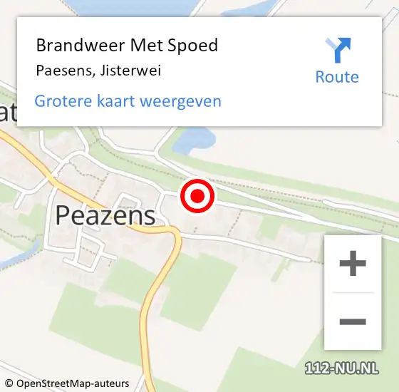 Locatie op kaart van de 112 melding: Brandweer Met Spoed Naar Paesens, Jisterwei op 25 juni 2019 15:21