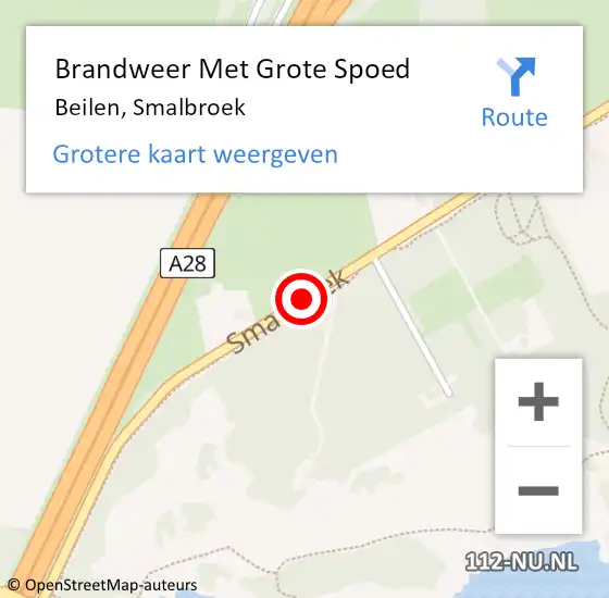 Locatie op kaart van de 112 melding: Brandweer Met Grote Spoed Naar Beilen, Smalbroek op 25 juni 2019 15:33