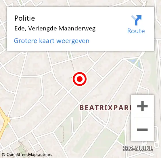 Locatie op kaart van de 112 melding: Politie Ede, Verlengde Maanderweg op 25 juni 2019 15:42