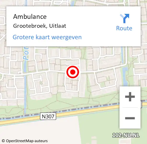 Locatie op kaart van de 112 melding: Ambulance Grootebroek, Uitlaat op 25 juni 2019 16:37