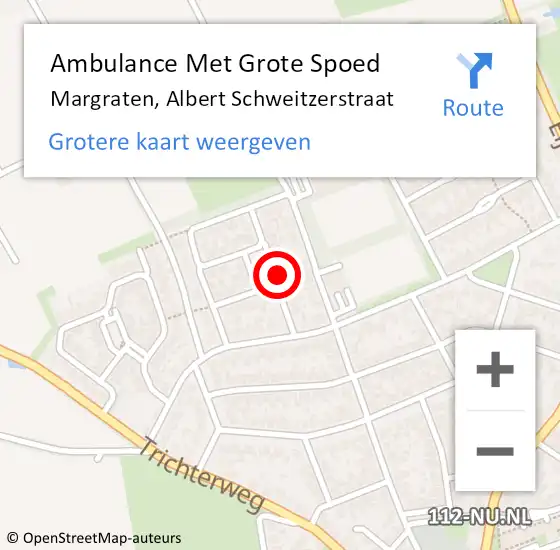 Locatie op kaart van de 112 melding: Ambulance Met Grote Spoed Naar Margraten, Albert Schweitzerstraat op 5 april 2014 14:48