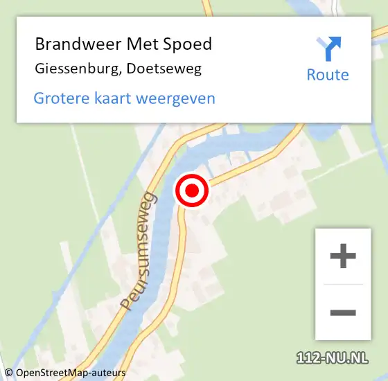 Locatie op kaart van de 112 melding: Brandweer Met Spoed Naar Giessenburg, Doetseweg op 25 juni 2019 17:46