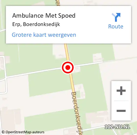 Locatie op kaart van de 112 melding: Ambulance Met Spoed Naar Erp, Boerdonksedijk op 25 juni 2019 18:44