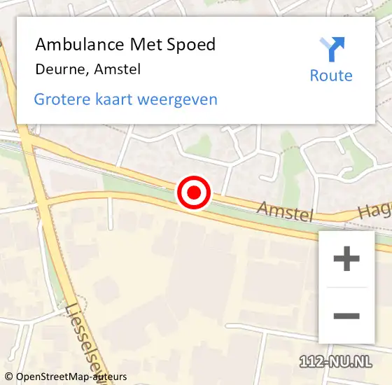 Locatie op kaart van de 112 melding: Ambulance Met Spoed Naar Deurne, Amstel op 25 juni 2019 19:34