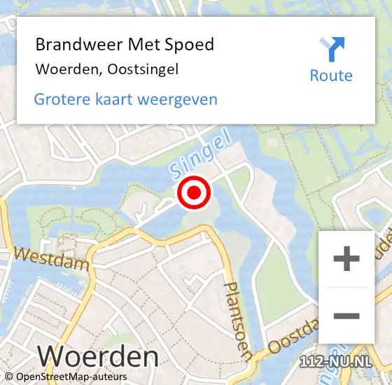 Locatie op kaart van de 112 melding: Brandweer Met Spoed Naar Woerden, Oostsingel op 25 juni 2019 19:55