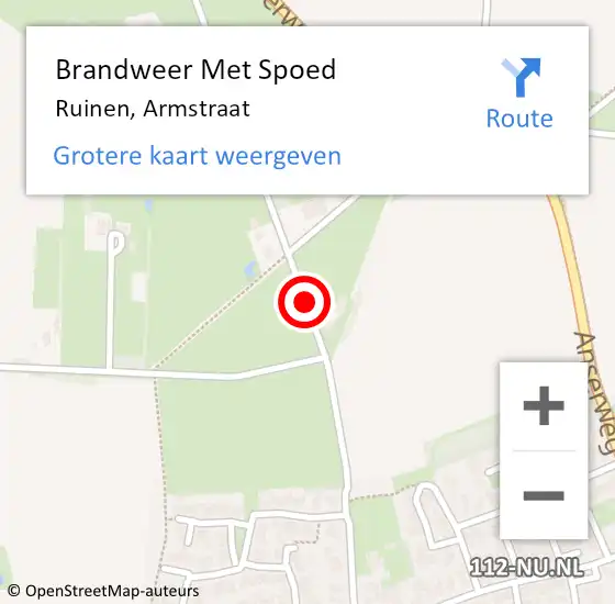 Locatie op kaart van de 112 melding: Brandweer Met Spoed Naar Ruinen, Armstraat op 25 juni 2019 19:55