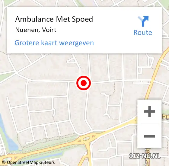 Locatie op kaart van de 112 melding: Ambulance Met Spoed Naar Nuenen, Voirt op 25 juni 2019 20:10